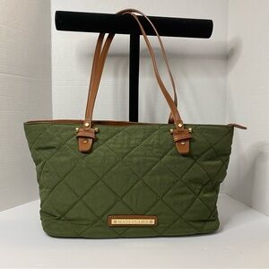 Madi Claire Quilted Green Zip Up Tote Shoulder Bag